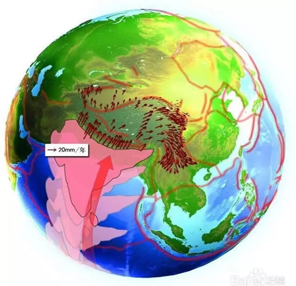 印度洋板塊向亞歐板塊移動(dòng)