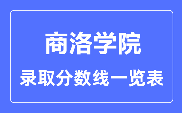 2023年高考多少分能上商洛學(xué)院？附各省錄取分?jǐn)?shù)線