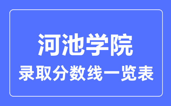 2023年高考多少分能上河池學(xué)院？附各省錄取分?jǐn)?shù)線