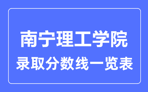 2023年高考多少分能上南寧理工學院？附各省錄取分數線