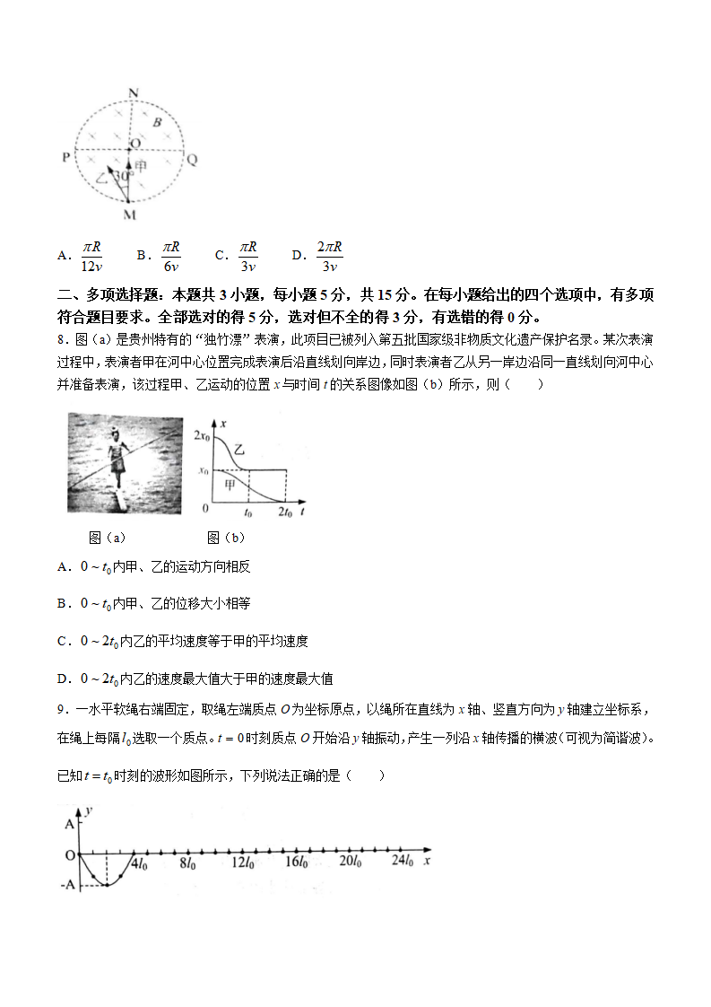 新高考2024七省聯考物理試卷及答案解析