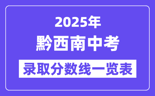 2025年黔西南州中考各高中錄取分?jǐn)?shù)線一覽表