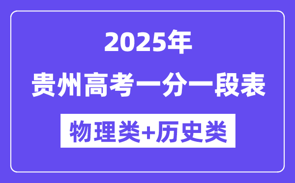 貴州高考分數線2025年一分一段表（物理+歷史）